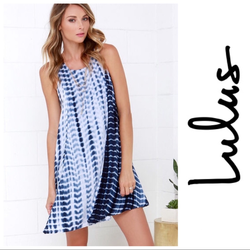 LULU’S Saturday Special Dress in navy and White L